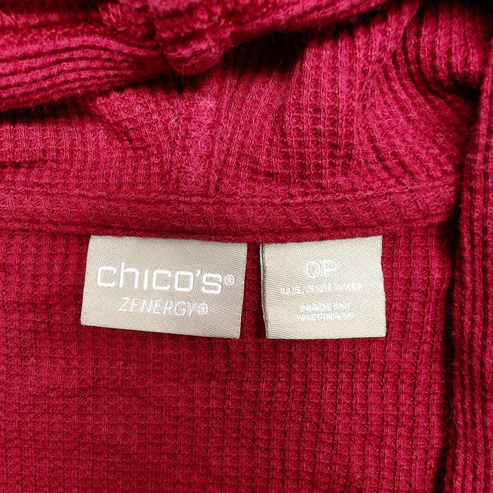 Chicos Zenergy Hooded Cardigan Womens 0P Waffle Knit Open Front Indie Normcore - Picture 4 of 7
